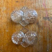 Pair of Antique Art Deco Molded Glass Salt and Pepper Shakers
