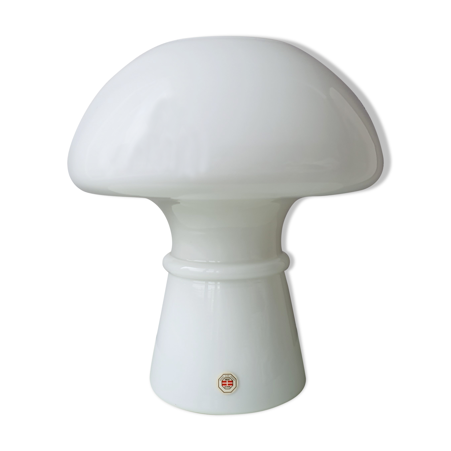 Lampe de table champignon en verre vintage, design danois Odreco, années 80