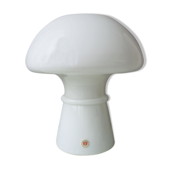 Lampe de table champignon en verre vintage, design danois Odreco, années 80