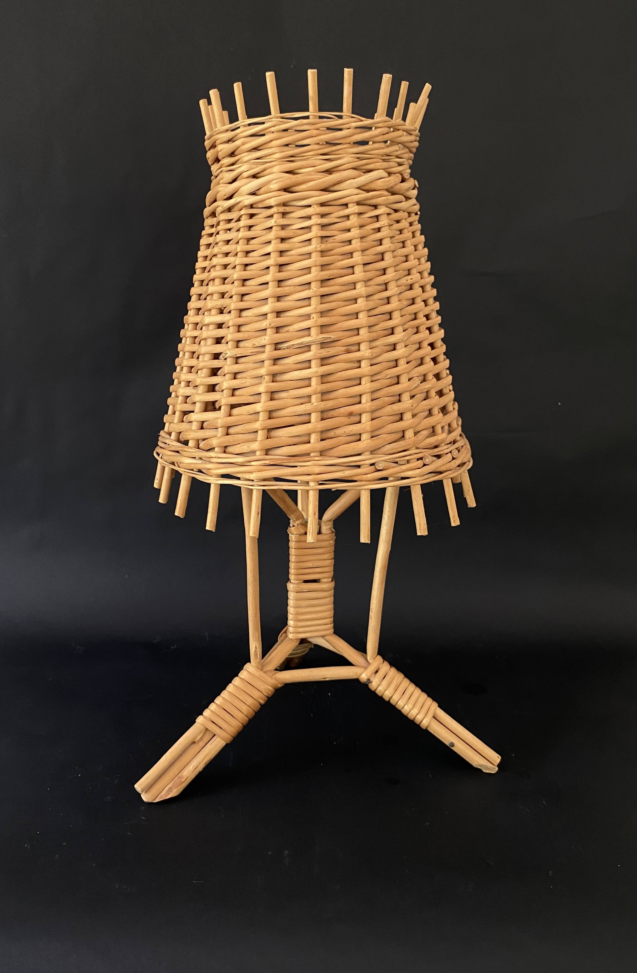 Lamp with new 2M fabric cable, Provencal wicker