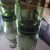 Lot of 5 vintage green bubble glass bottles (1950-1970)