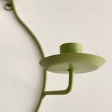 Wall Candle Holder, Green Metal Leaves