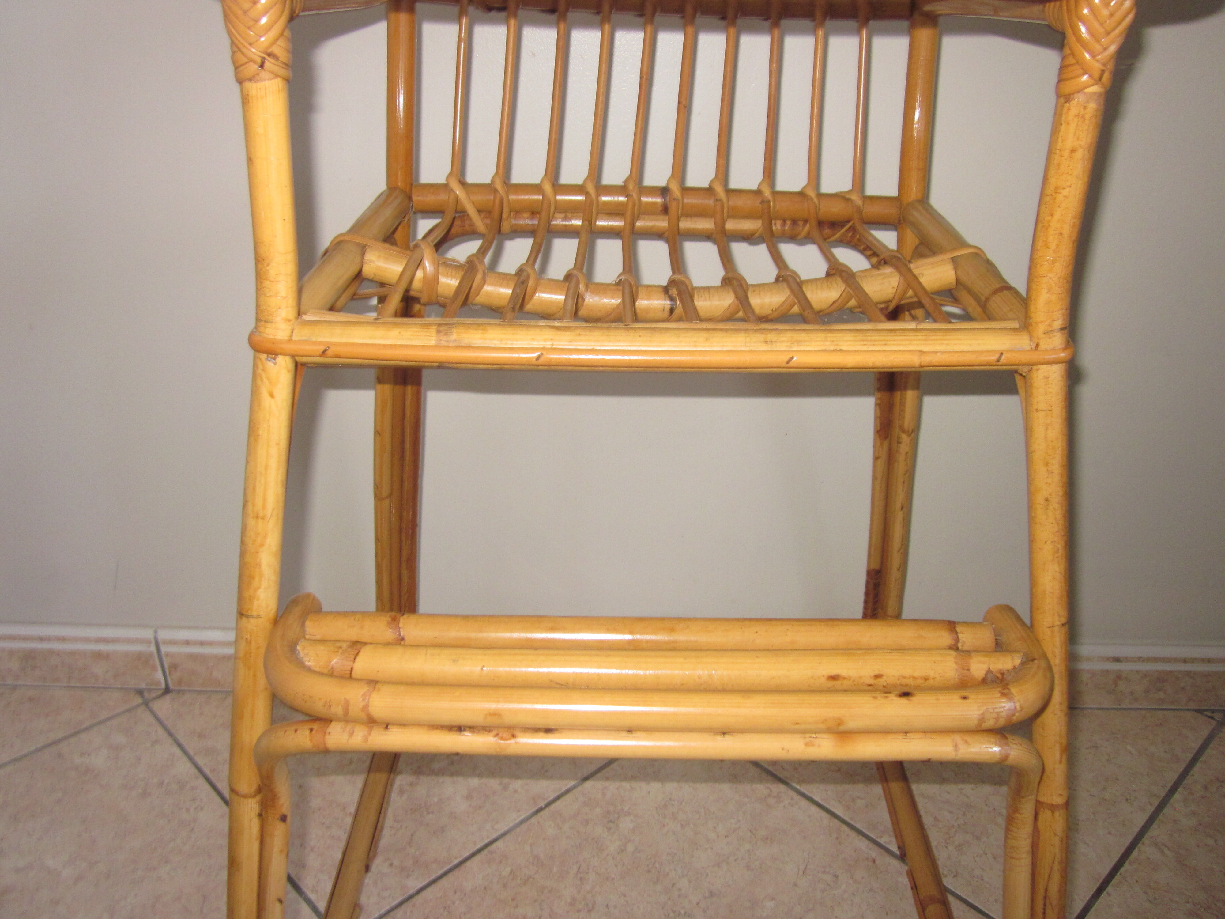 High chair child rattan of the years 60