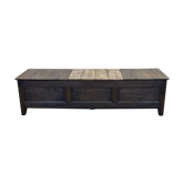 Breton chest bench XIXth in elm and chestnut
