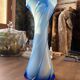 Large twisted blue vase made of Empoli glass, Tuscany, Florence (1950, Italy)