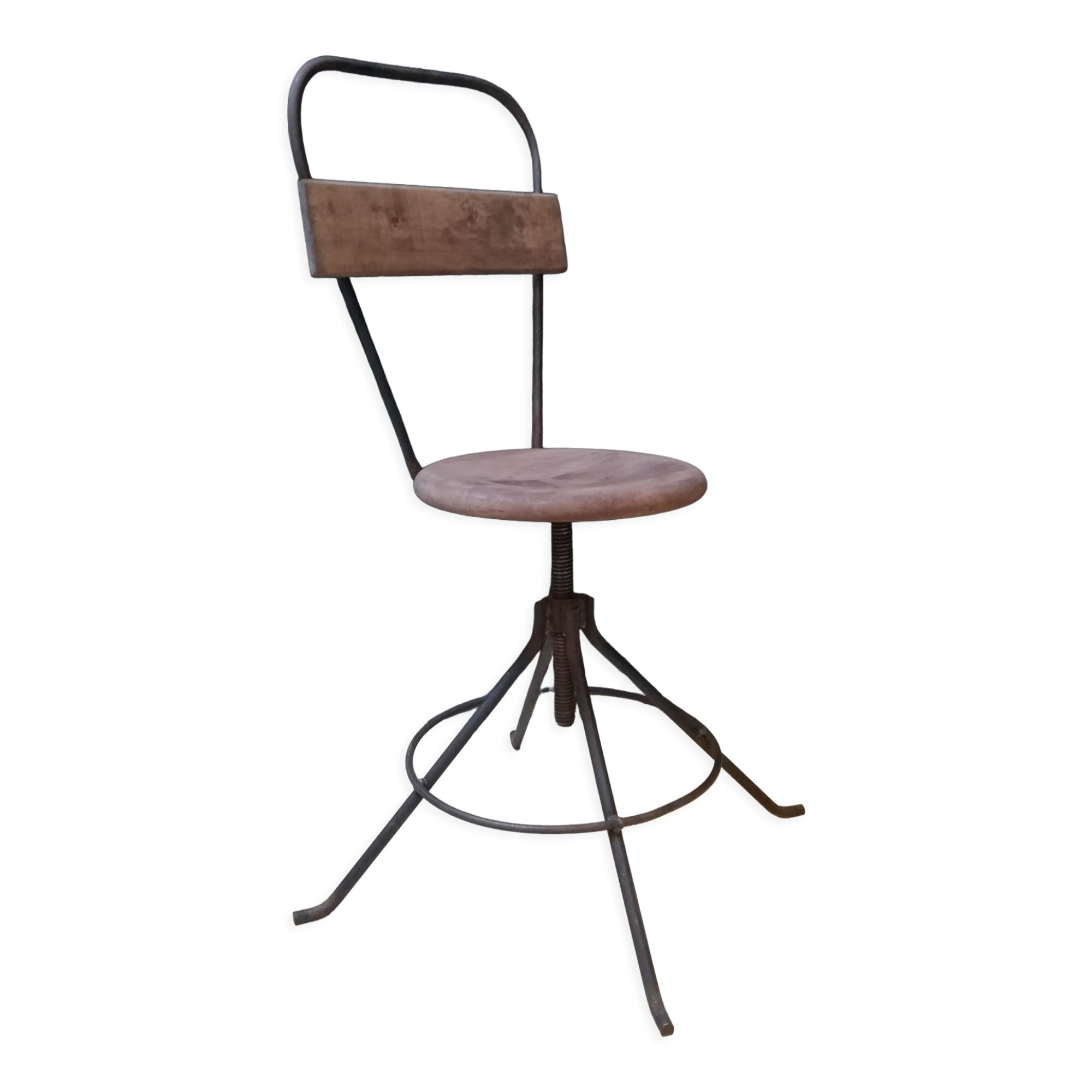 Industrial swivel chair wood and metal
