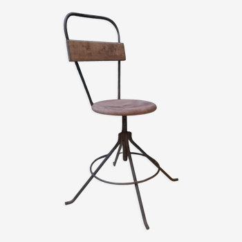 Industrial swivel chair wood and metal
