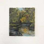 Tableau "Bord de rivière", huile sur toile