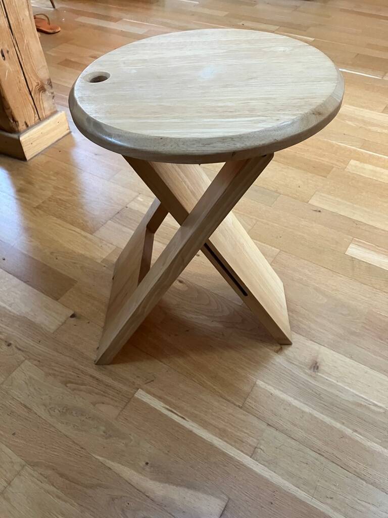 Pair of Folding Wooden Stools by Adrian Reed, France, 1970