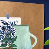 Original illustration A4 Blue and lemon carafe by Coeur de voyou