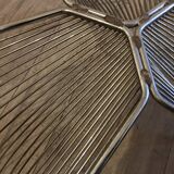 Vintage 1970's coffee table in chrome steel wire and smoked glass