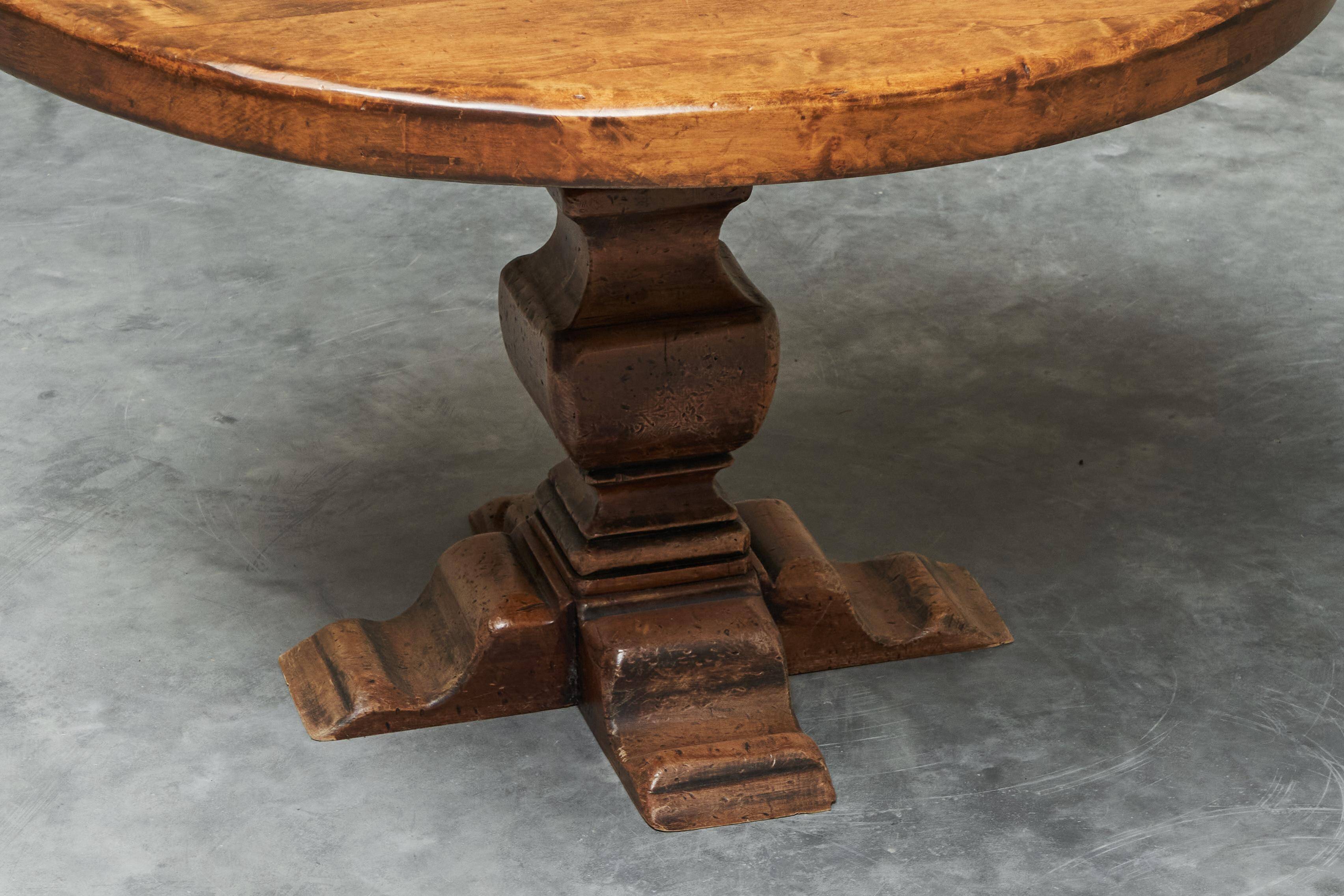Sculptural table in solid oak, 1960s