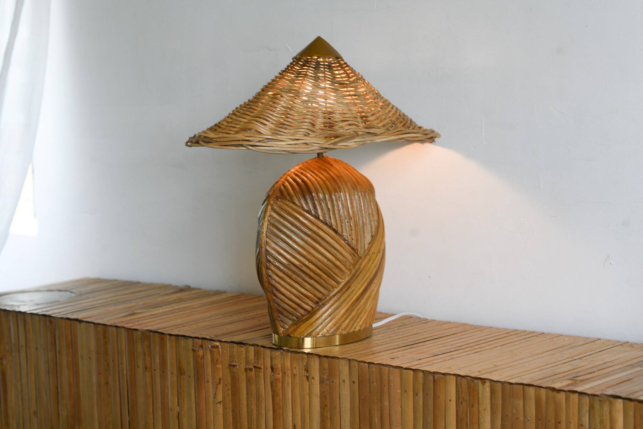 Pencil reed Table Lamp mid century modern