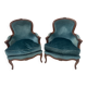 Pair of Louis XV style armchairs in natural wood, 20th century.