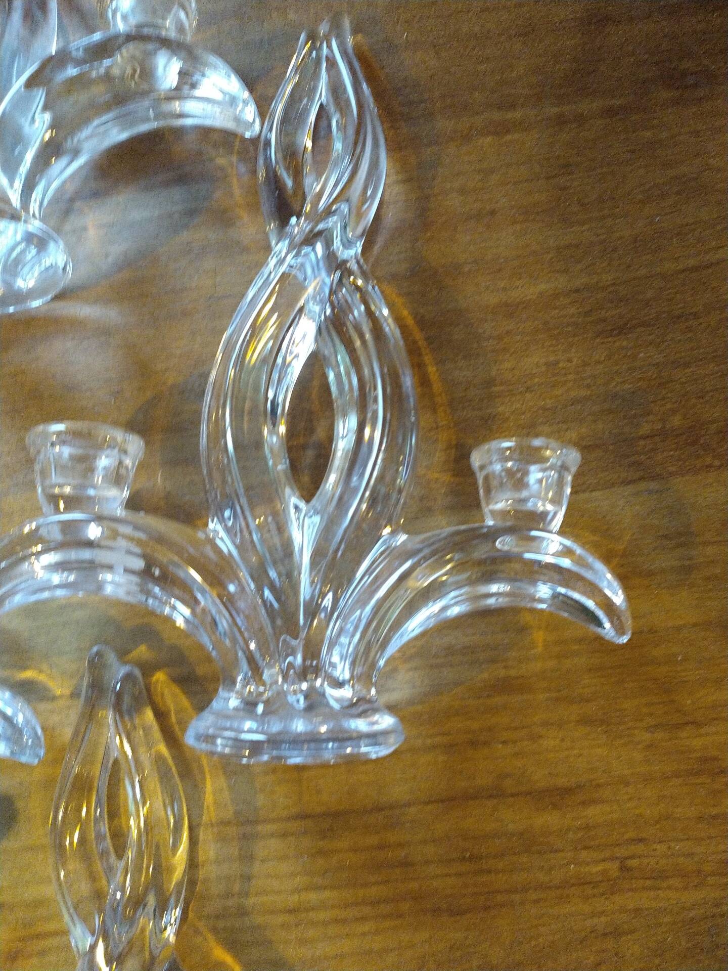 4 crystal lily candle holders from Vannes le Châtel.
