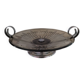 Coupe Art Déco sur pied - Verre fumé et métal argenté - Années 1940