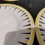 6 assiettes à desserts des années 50 en faïence jaune & noir  Badonviller