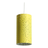 1950s pendant lamp in perforated metal, mustard yellow, by Ernest Igl