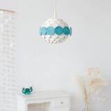 Vintage pendant lamp in white and green metal
