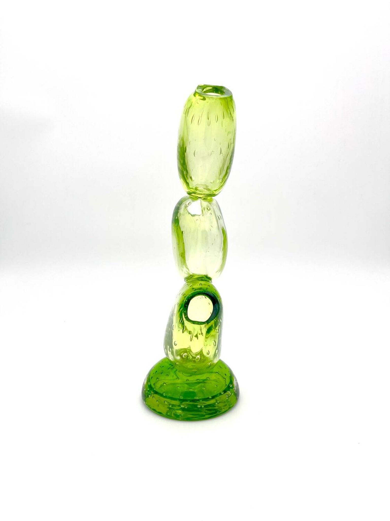 Vase Cactus Sculptural - Murano - Verre Bullicante - Vert vibrant