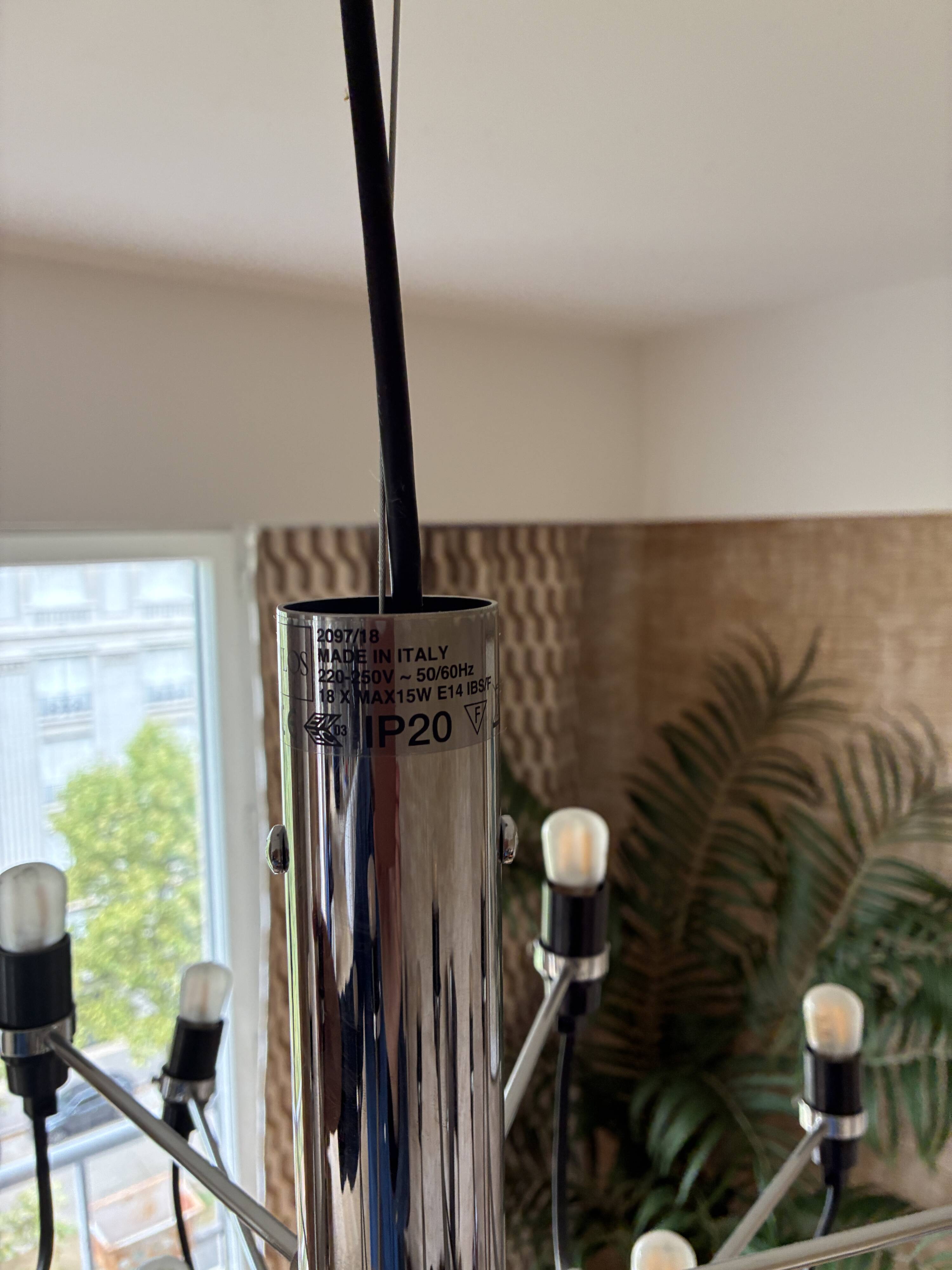 Gino Sarfatti pendant light in chrome steel