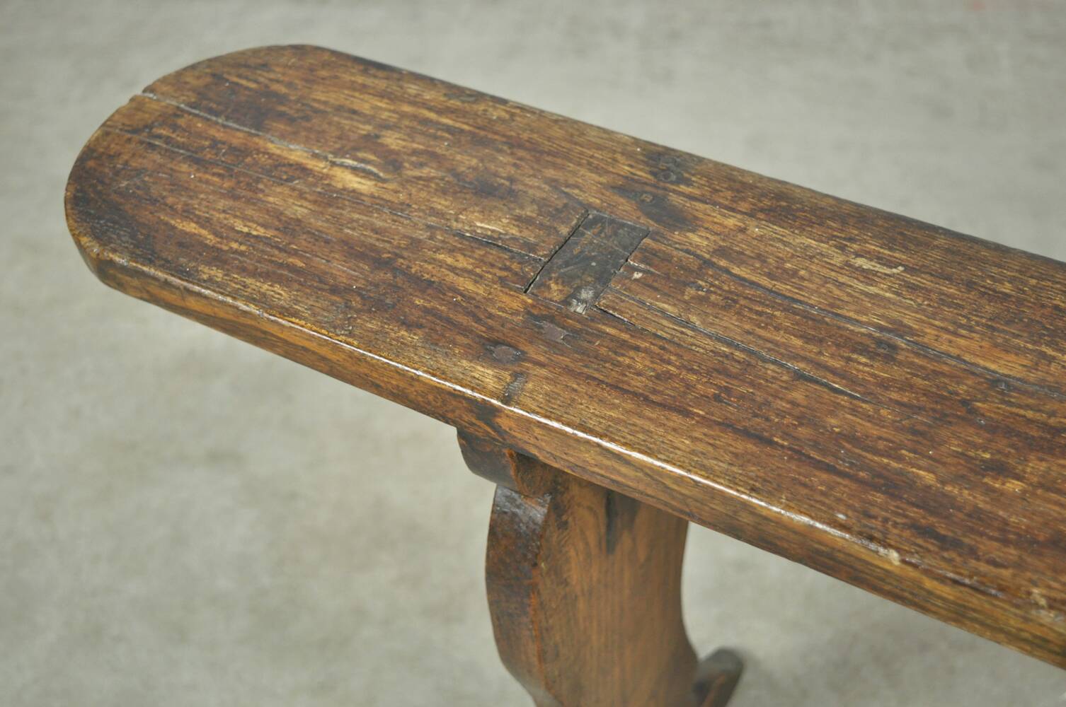 HANDMADE antique wooden French farmhouse bench, 1930s