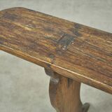 HANDMADE antique wooden French farmhouse bench, 1930s