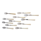 Ivory bakelite handle dessert forks. pack of 12