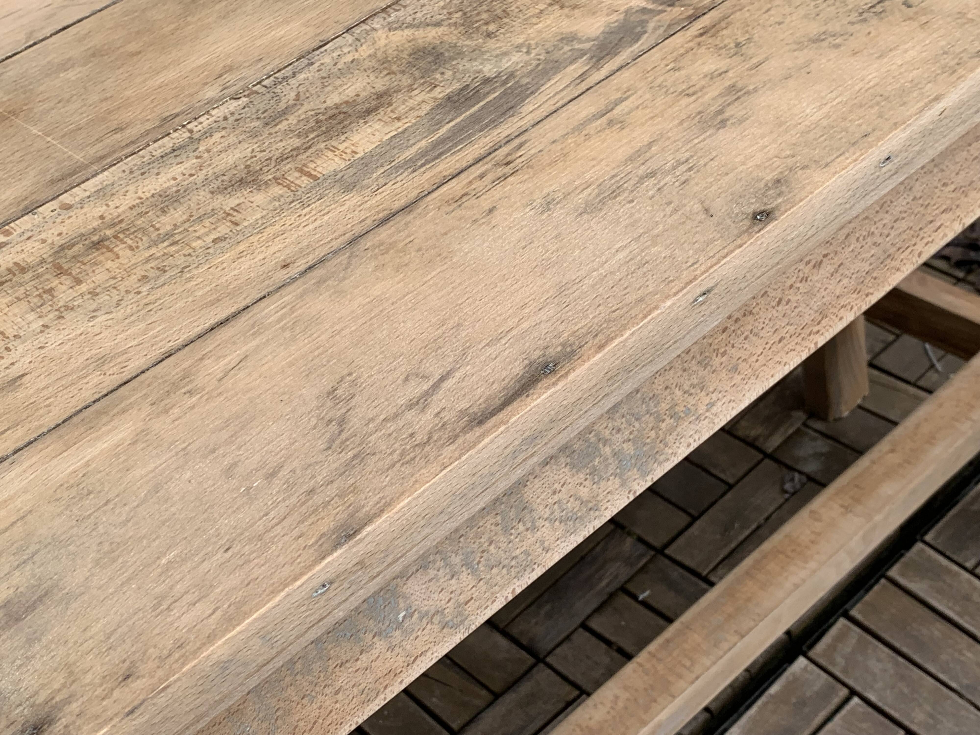 Art Deco farmhouse table in raw wood