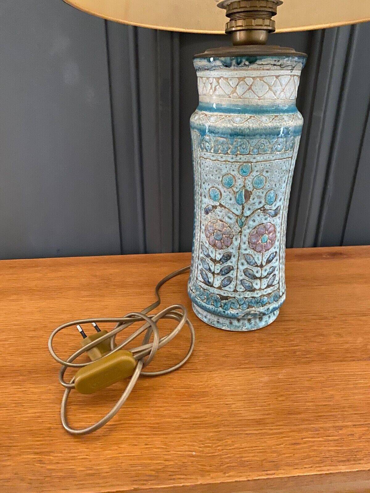 Ceramic lamp unique piece Danuta Le Henaff Larmor mid 20th floral