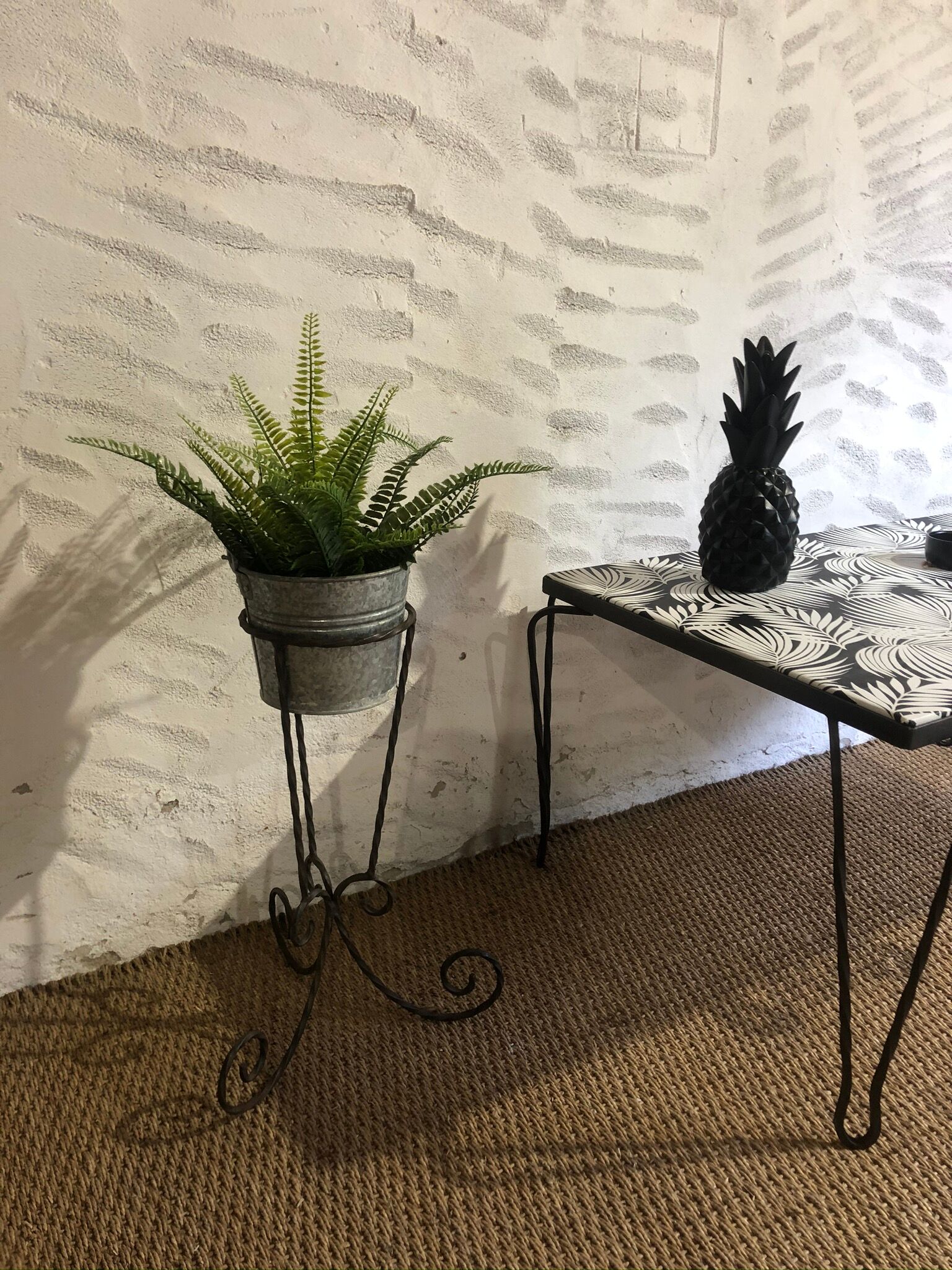 Vintage wrought iron plant holder