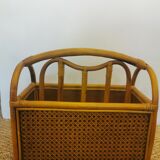 Vintage bamboo rattan and canning magazine holder