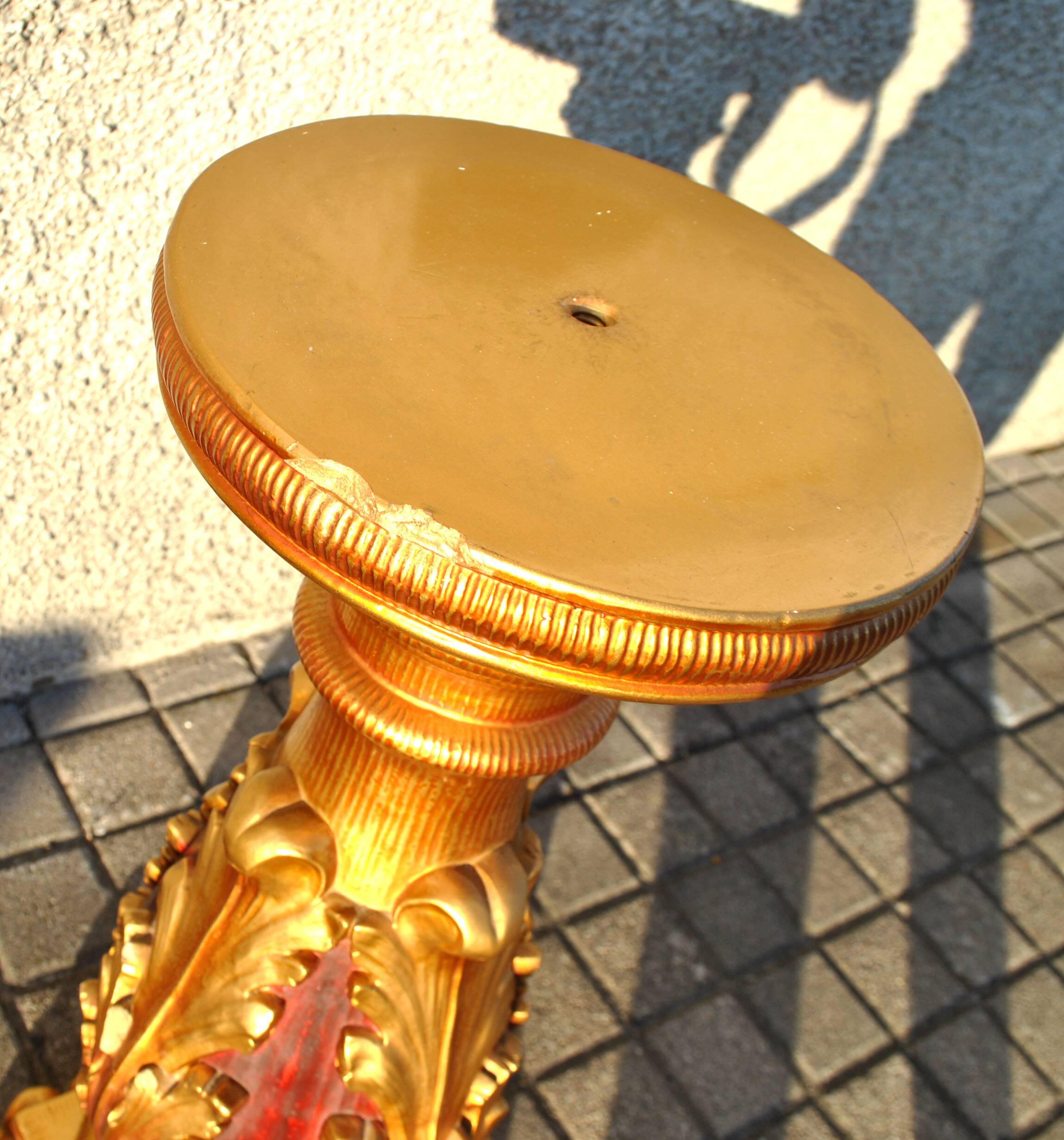 Decorative plaster column - gold lamp base - Creation JP France