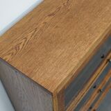 German Oak Bookcase with Folding Doors In Style of Globe Wernicke, ca 1930s