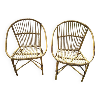 Pair of 60/70 rattan armchairs