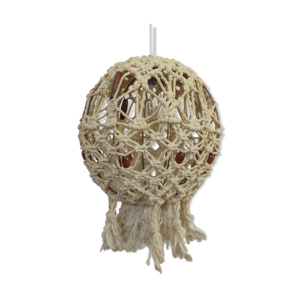 suspension en macramé années 60 70