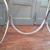 Vintage dining table glass and chrome 1970
