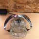 Old atomic age pendant lamp chromed metal & molded glass 70's vintage