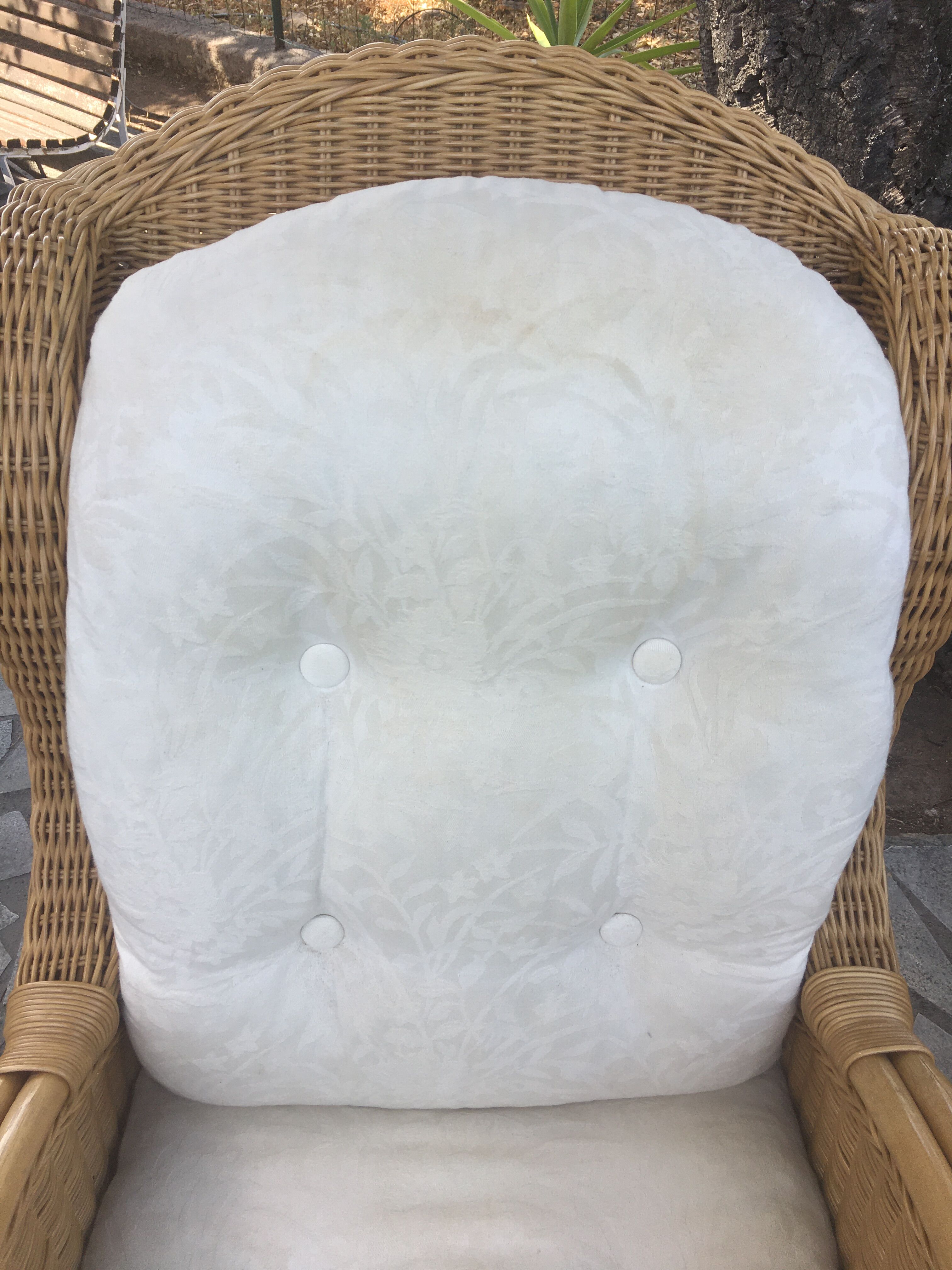 Pair of rattan and bamboo armchairs