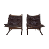 Ensemble de 2 chaises en cuir Ingmar Relling pour Westnofa "Siesta", Norvège 1960