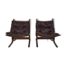 Set of 2 leather Ingmar Relling for Westnofa “Siesta” chairs, Norway 1960’s