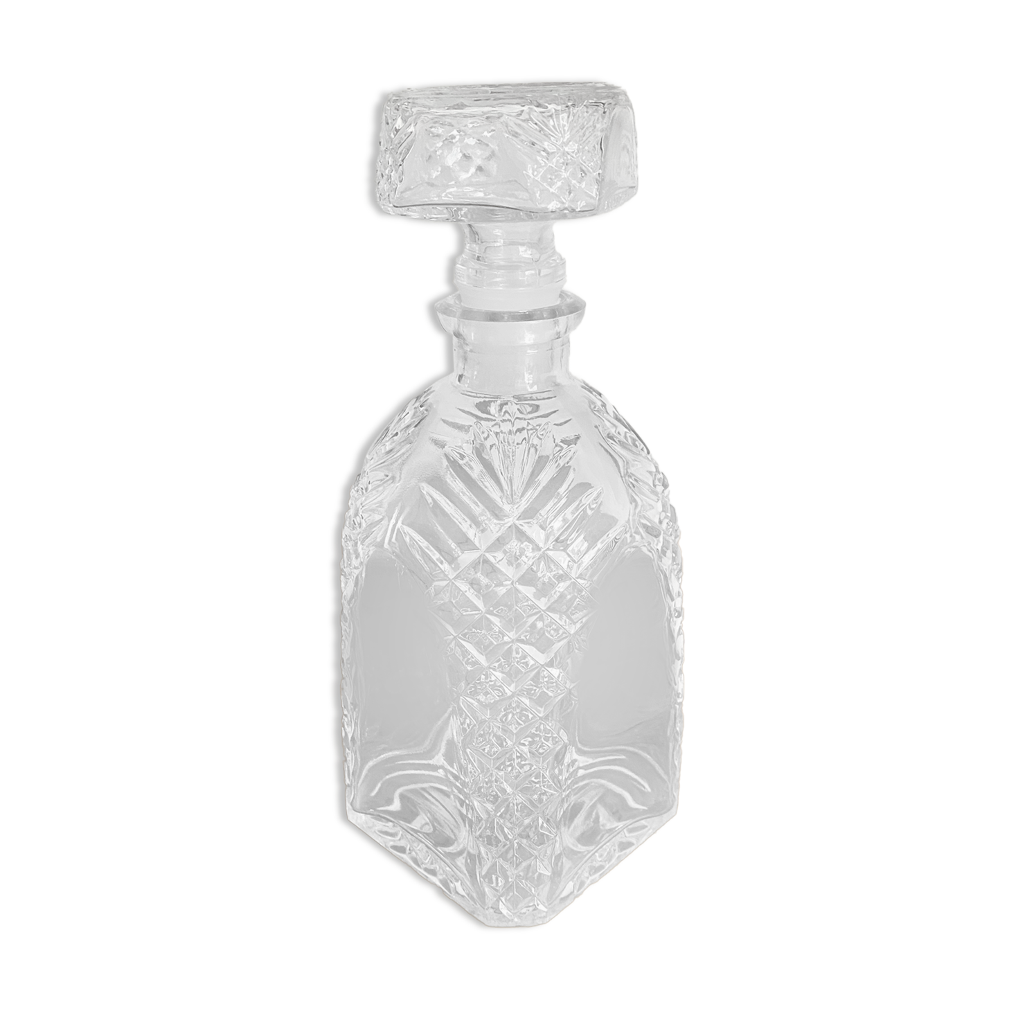 Chiseled glass decanter