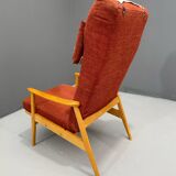 Scandinavian Beech Reclining Armchair, Sweden, 1950s
