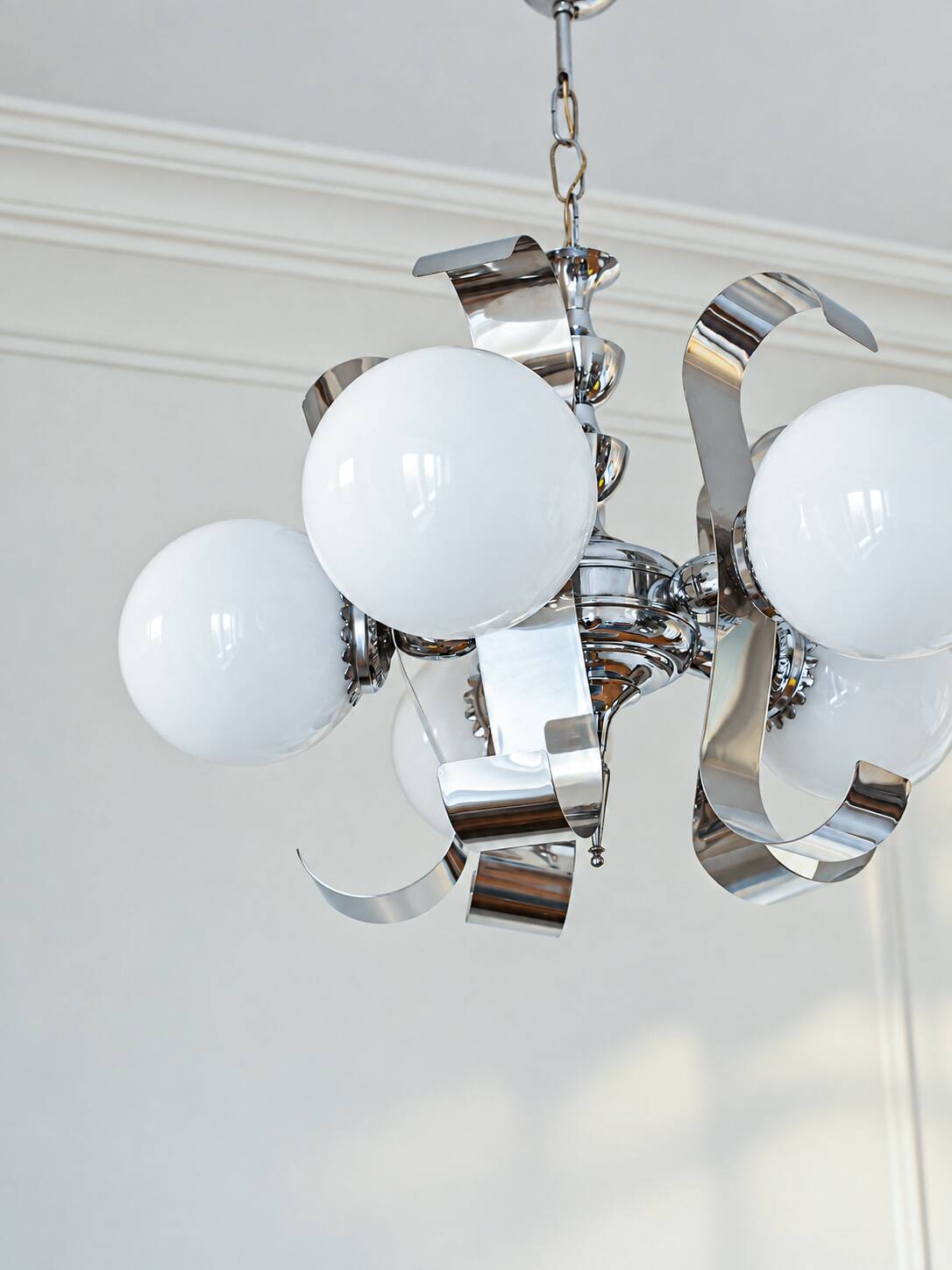 Vintage Space Age chrome chandelier, 1970s