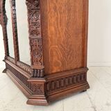 Antique Neo-Renaissance Oak Bookcase with Figural Carvings, 1870