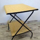 Vintage metal and straw/wicker serving trolley