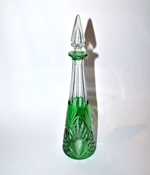 Carafe Saint-Louis Moselle en cristal doublé overlay vert taille 9408 - H32cm