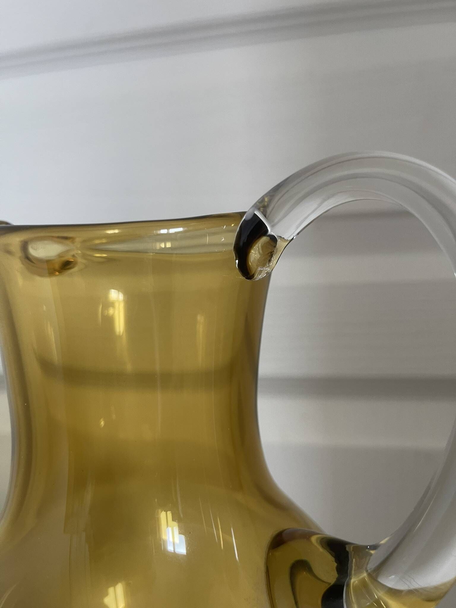Vintage Bohemian Crystal Pitcher Jug Vcelnicka Orange Smoke