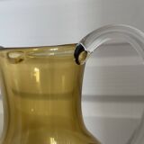 Vintage Bohemian Crystal Pitcher Jug Vcelnicka Orange Smoke