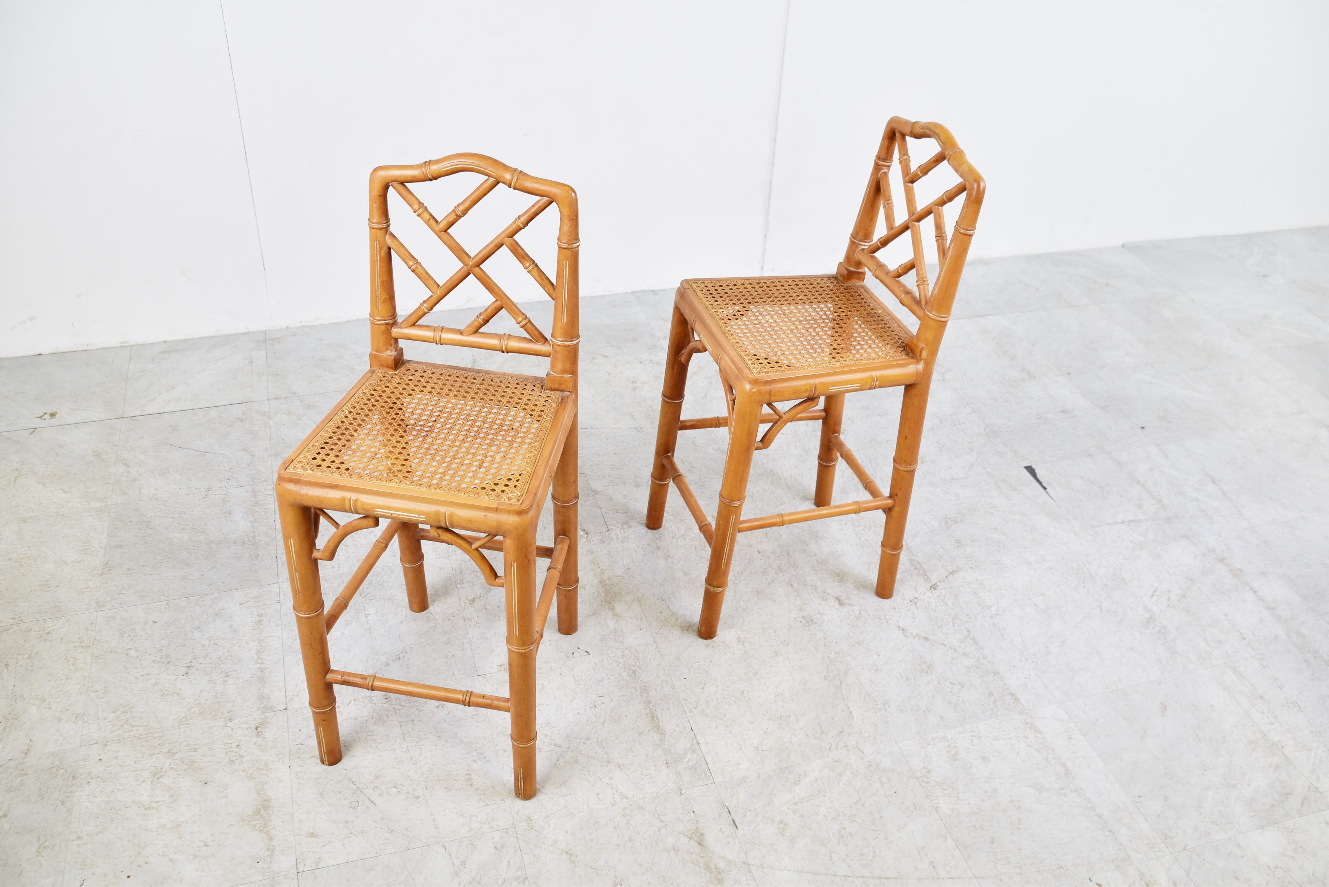 Pair of faux bamboo children chairs, 1960s